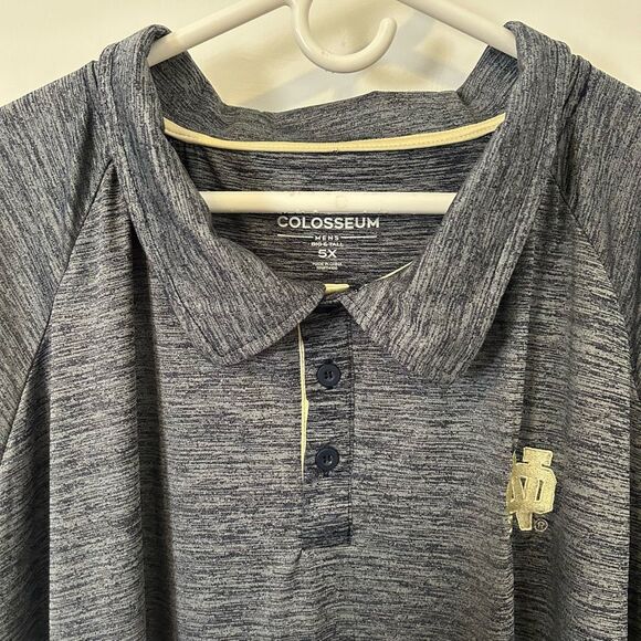 Notre Dame Fighting Irish Polo Performance Shirt Mens 5XL Gray Colosseum golf - Picture 4 of 12